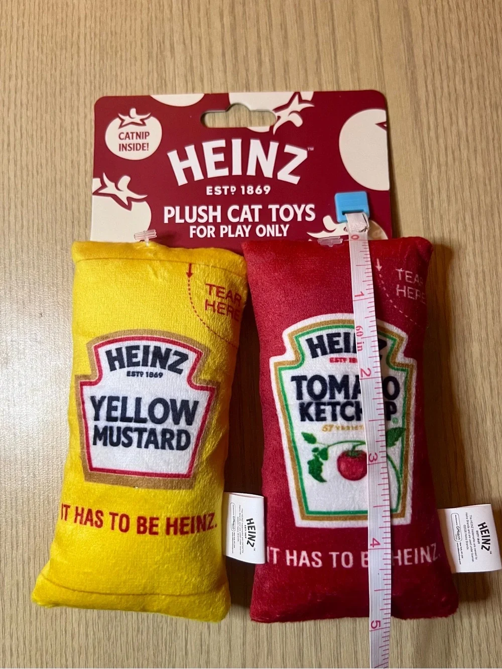 Heinz Plush Cat Toys - Yellow Mustard & Red Ketchup